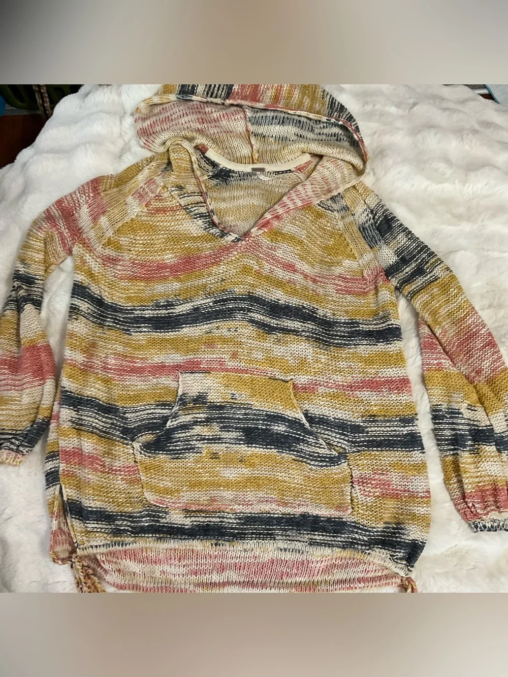 Free People Snowcone Hoodie, blue combo, oversized, size XS, EUC